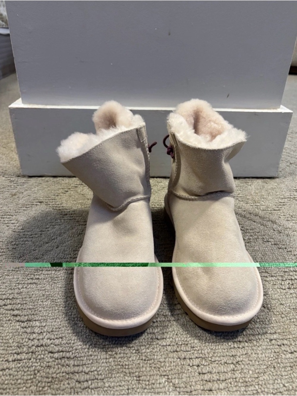 UGG Australia Shearling Lined Suede Ankle Boots - Cream